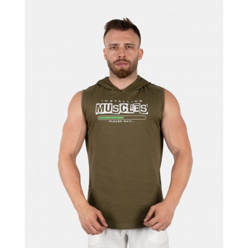 GWP INSTALLING MUSCLES KAPÜŞONLU KOLSUZ T-SHİRT-HAKİ