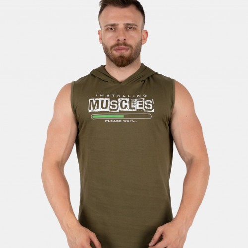 GWP INSTALLING MUSCLES KAPÜŞONLU KOLSUZ T-SHİRT-HAKİ