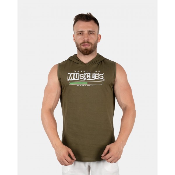 GWP “Installing Muscles” Kapüşonlu Kolsuz T-Shirt – Haki GWP “Installing Muscles” Kapüşonlu Kolsuz T-Shirt – Haki