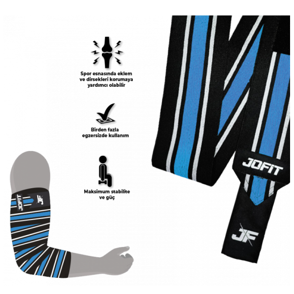 JOFİT ELBOW WRAPS SİYAH - MAVİ JOFİT ELBOW WRAPS SİYAH - MAVİ