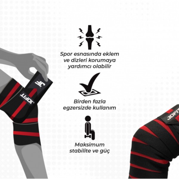 JOFİT KNEE WRAPS SİYAH - KIRMIZI