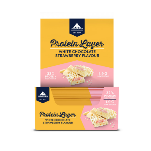 MULTİPOWER PROTEİN LAYER BAR(50 GR) - 18 ADET BEYAZ ÇİKOLATA ÇİLEK