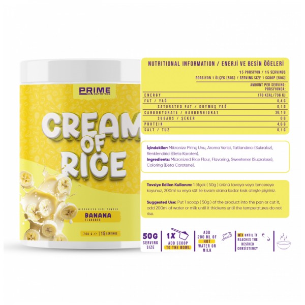 PRİME NUTRİTİON CREAM OF RİCE 750 GR