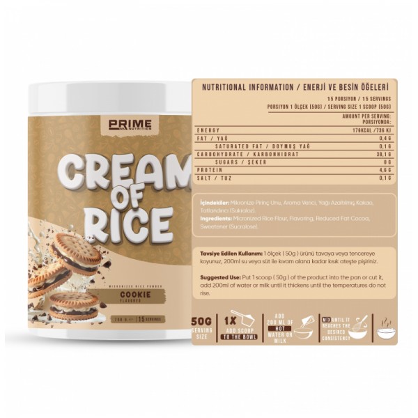 PRİME NUTRİTİON CREAM OF RİCE 750 GR PRİME NUTRİTİON CREAM OF RİCE 750 GR