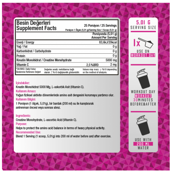 PRİME NUTRİTİON CREATİNE 125 GR