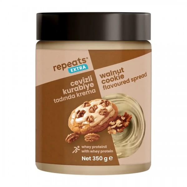 REPEATS EXTRA PROTEINLI CEVİZLİ KURABİYE KREMA 350 GR REPEATS EXTRA PROTEINLI CEVİZLİ KURABİYE KREMA 350 GR