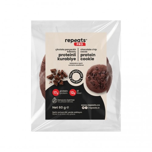 REPEATS PRO ÇİKOLATA PARÇACIKLI KAKAOLU COOKIE 60 GR 