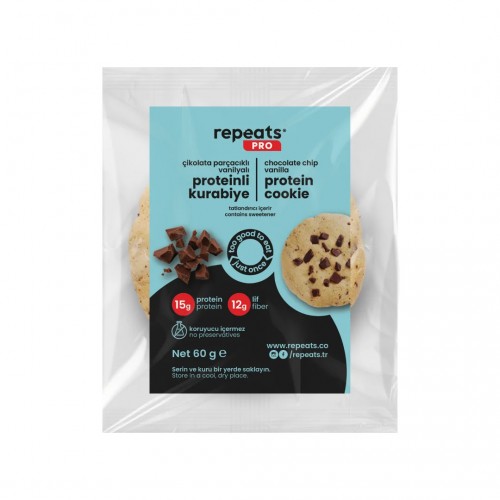 REPEATS PRO ÇİKOLATA PARÇACIKLI VANİLYALI COOKIE 60 GR 