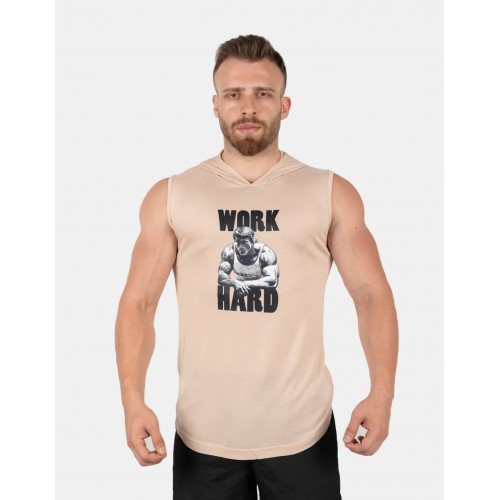 GWP “Work Hard” Kapüşonlu Kolsuz T-Shirt